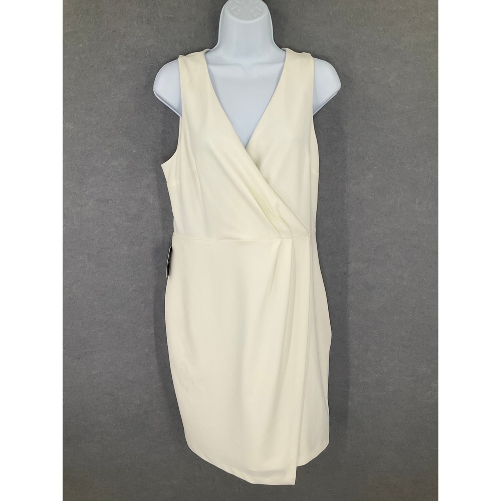 Express Womens Sleeveless Surplice Wrap Dress Ivory Office Career Medium